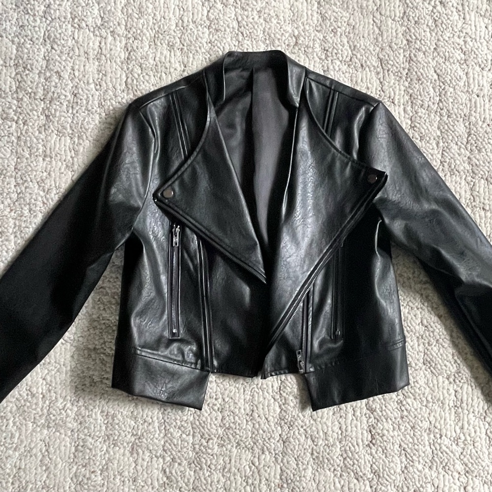 Black Faux Leather Moto Jacket